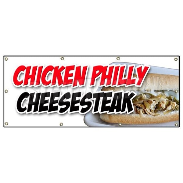CHICKEN PHILLY CHEESESTEAK BANNER SIGN philadelphia sandwich steak hot